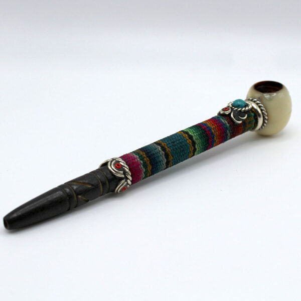 Handmade tobacco pipe hand carved with a tahua seed - Image 4