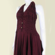 Organic cotton dress 4 points one size summer burgundy denim