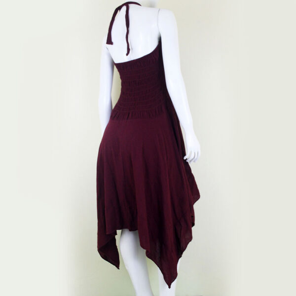 Organic cotton dress 4 points one size summer burgundy denim - Image 3