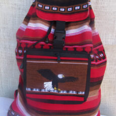 Red Backpack Woven Textiles Travelers Daypack Carry on Bag for Students