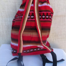 Red Backpack Woven Textiles Travelers Daypack Carry on Bag for Students