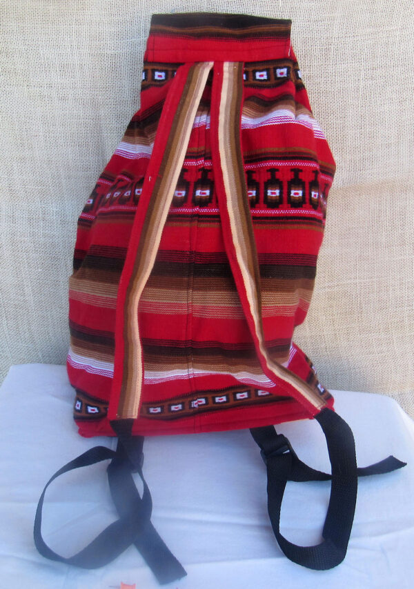 Red Backpack Woven Textiles Travelers Daypack Carry on Bag for Students - Image 2