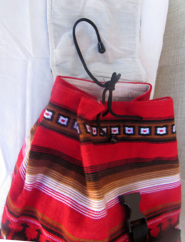 Red Backpack Woven Textiles Travelers Daypack Carry on Bag for Students - Image 3